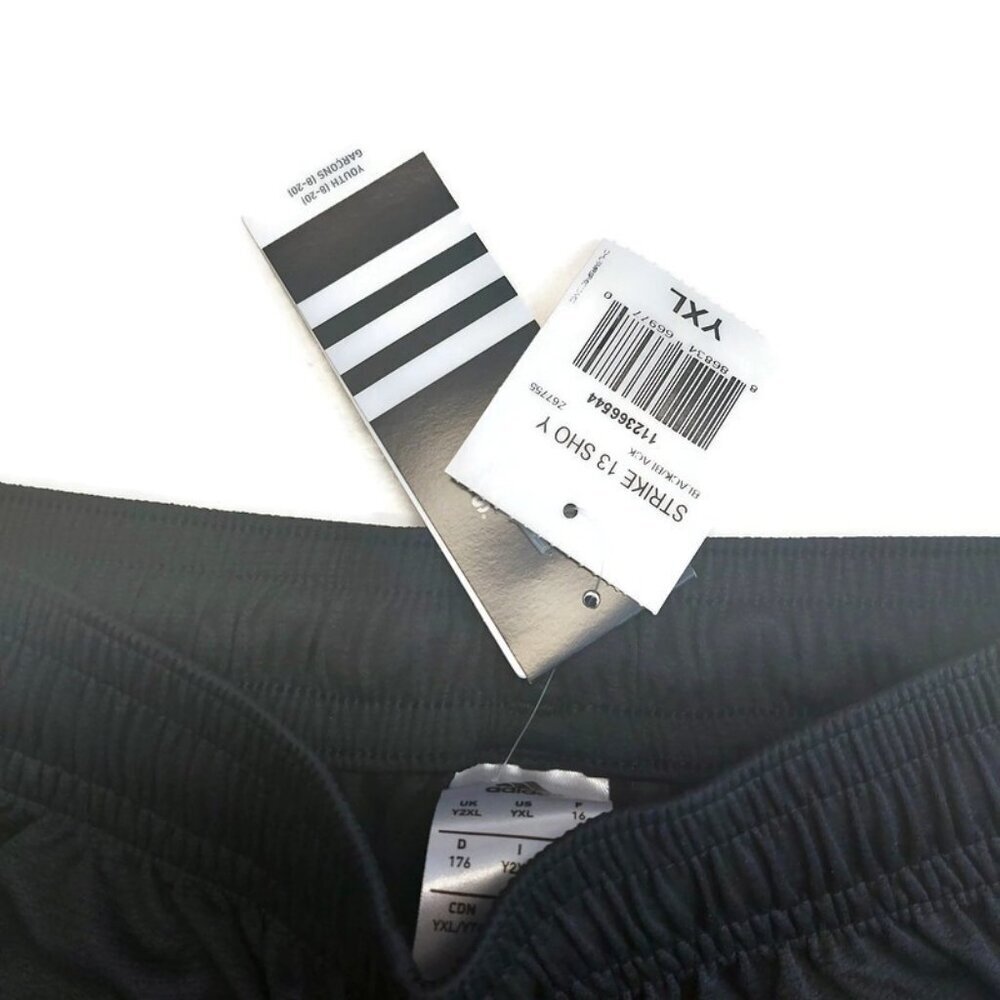 Adidas Youth Boys Size YXL Striker 13 Athletic Shorts Black White - Picture 2 of 4